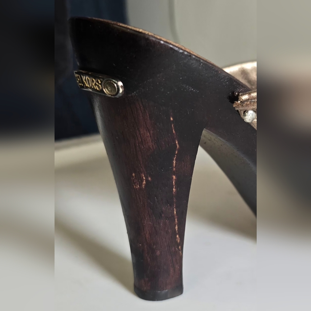Michael Kors Astor Leather Bronze Studded Mules 7 - Picture 8 of 12